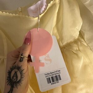 Selkie Banana Yellow Puff Mini Dress Size S NWT